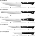 PAUDIN Kitchen Knife Set, 5 Pieces Knives Set for kitchen, Ultra Sharp Kitchen Knives, High Carbon Stainless Steel Knife Set, Precise Cutting with Ergonomic Handle