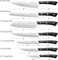 PAUDIN Kitchen Knife Set, 7 Piece Chef Knife Set, High Carbon Stainless Steel Kitchen Knives, Ultra Sharp Knives Set for Kitchen, Precise Cutting, Durable with Ergonomic Handle, Black