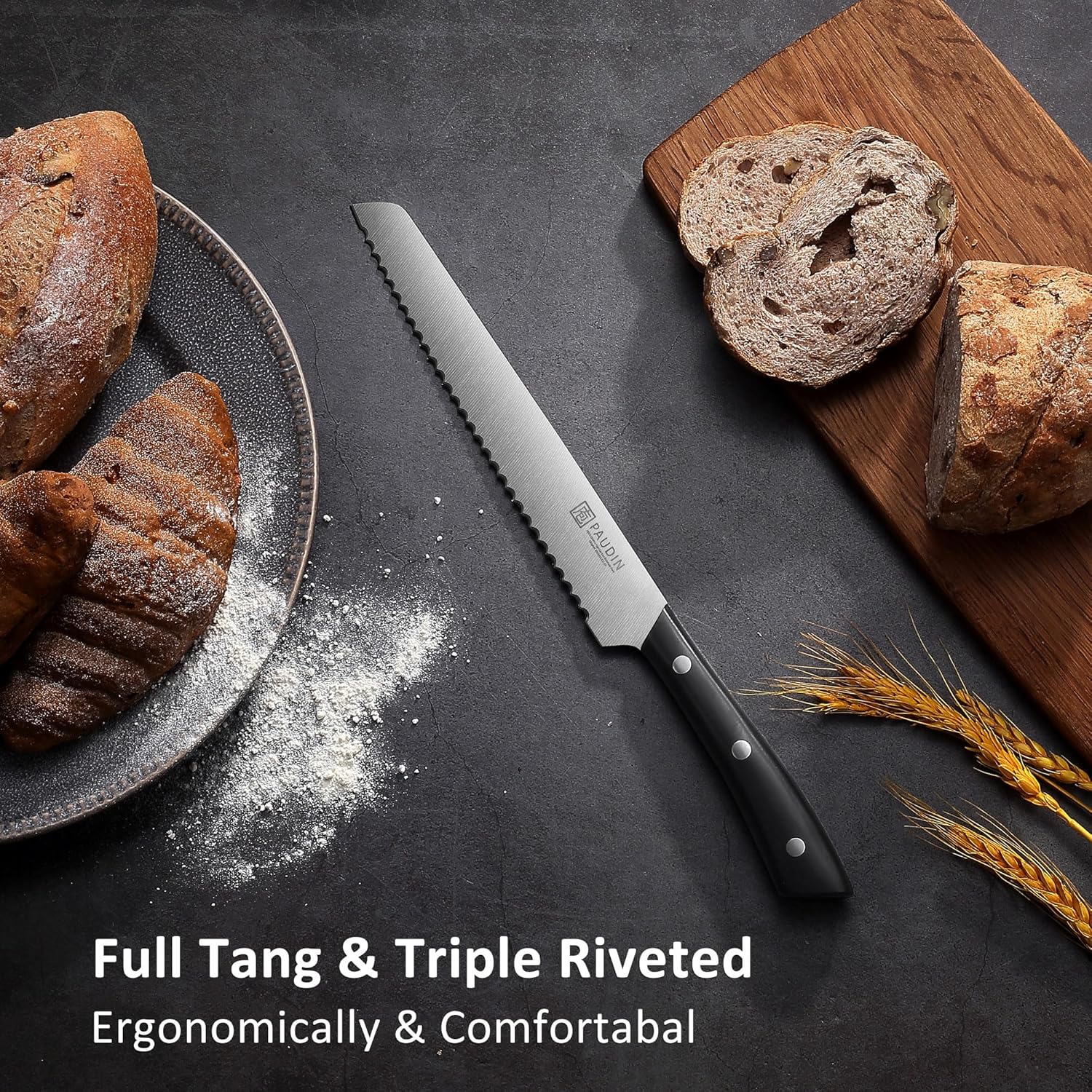 PAUDIN Kitchen Knife Set, 5 Pieces Knives Set for kitchen, Ultra Sharp Kitchen Knives, High Carbon Stainless Steel Knife Set, Precise Cutting with Ergonomic Handle