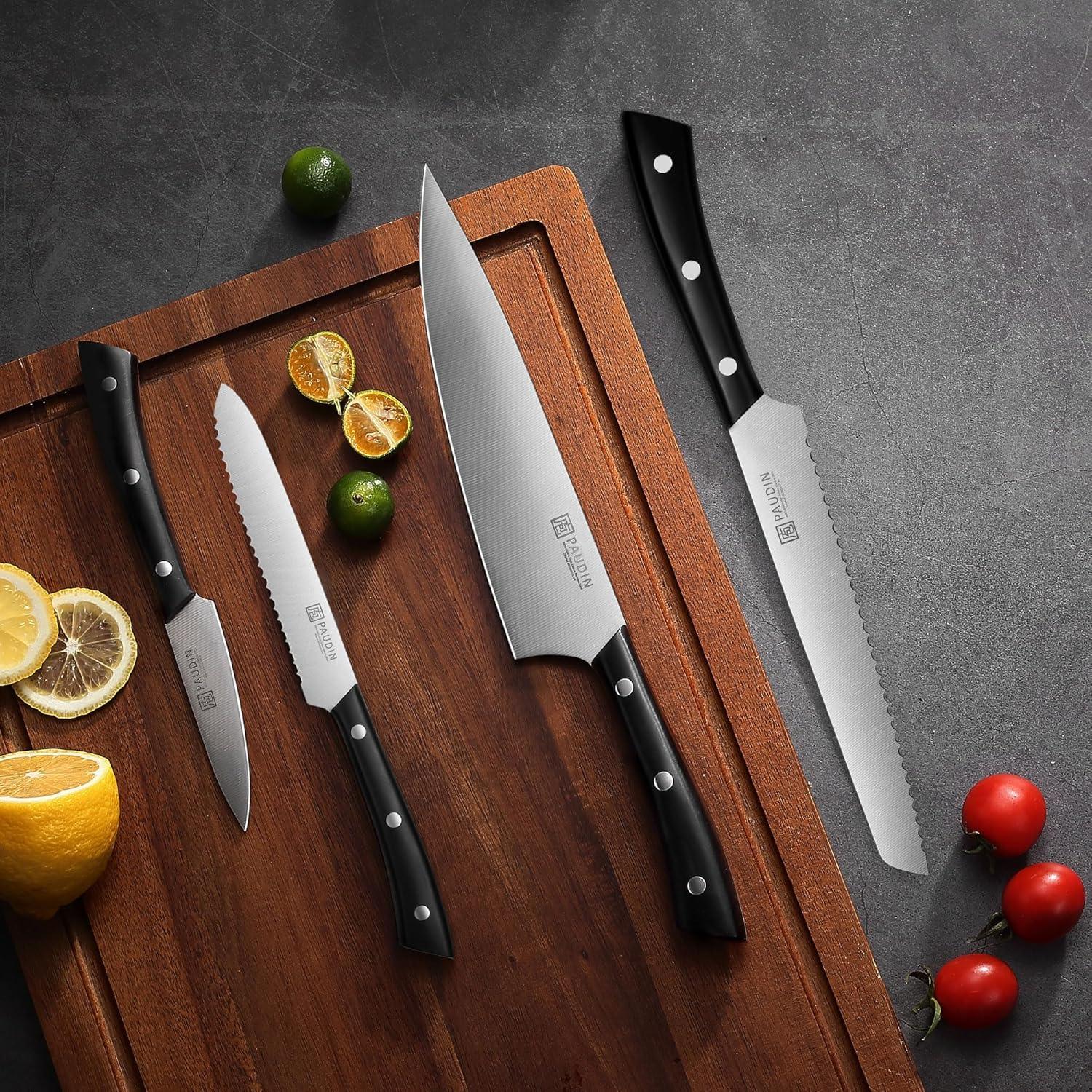 PAUDIN 15 - Piece Kitchen Knife Set with Block - High Carbon German Steel - Paudin Store