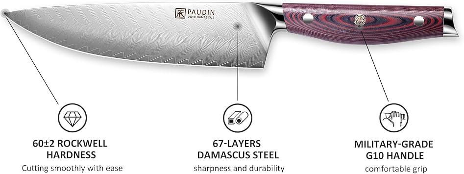 Plume Luxe 8 - PC Damascus Knife Set - Paudin Store
