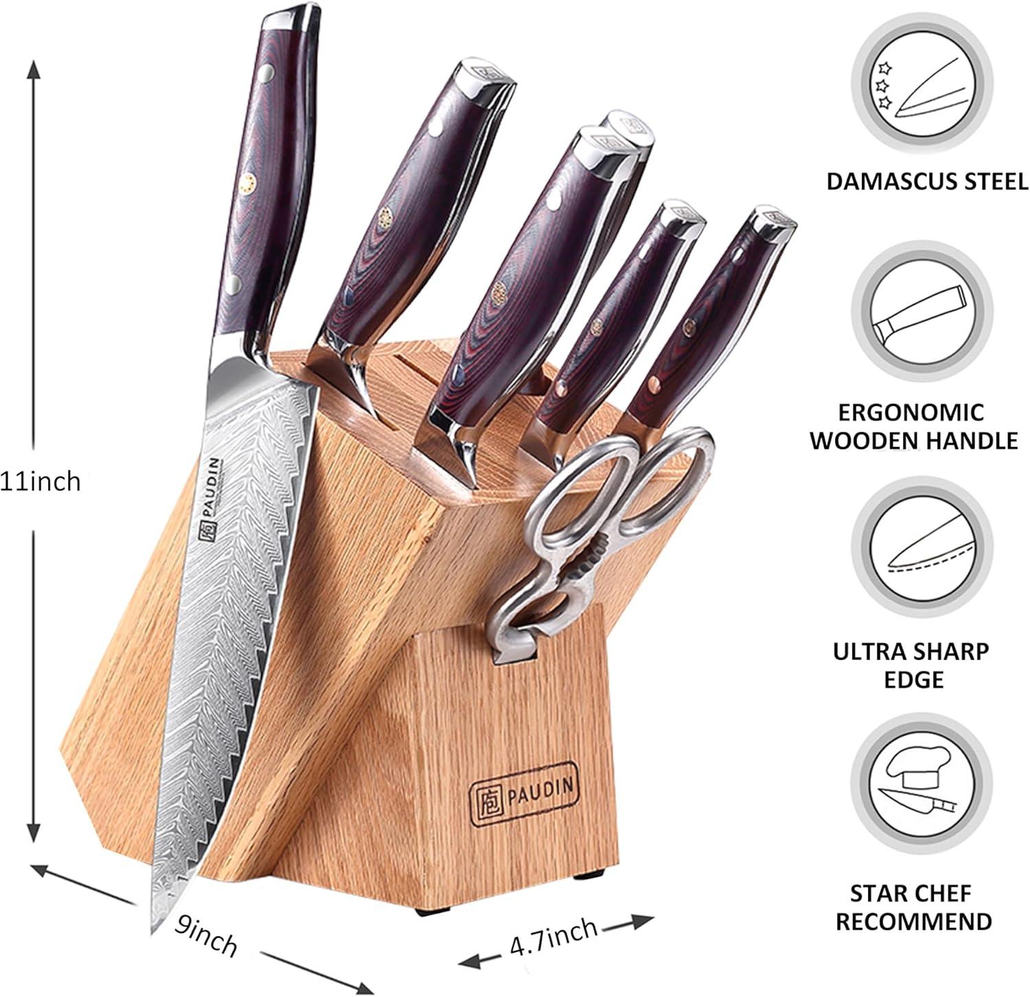 Plume Luxe 8 - PC Damascus Knife Set - Paudin Store