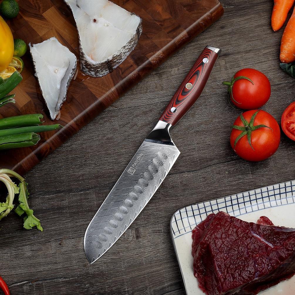 Plume Luxe 7" Damascus Santoku Knife - Paudin Store