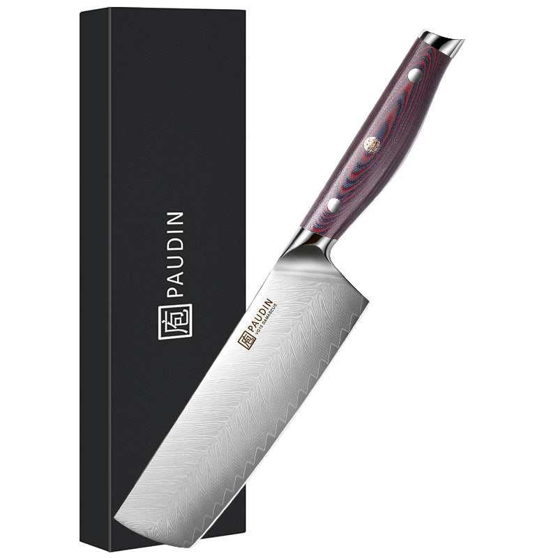 PAUDIN Nakiri Knife - 7 Razor Sharp Meat Cleaver and Vegetable Kitchen  Knife, High Carbon Stainless Steel, Multipurpose Asian Chef Knife for Home  and