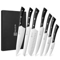 PAUDIN Kitchen Knife Set, 15-Piece Knife Set with Block, High Carbon German Steel Sharp Knife Set for Kitchen Precision Cutting, Triple Riveted Ergonomic Handle, Lightweight & Durable, Black