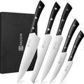 PAUDIN Kitchen Knife Set, 5 Pieces Knives Set for kitchen, Ultra Sharp Kitchen Knives, High Carbon Stainless Steel Knife Set, Precise Cutting with Ergonomic Handle