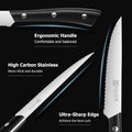 PAUDIN Steak Knives, Steak Knives Set of 8, Razor-Sharp Steak Knife Set 4.5 inch, High Carbon Stainless Steel Serrated Steak Knives Set for Kitchen, Full Tang ABS Handle