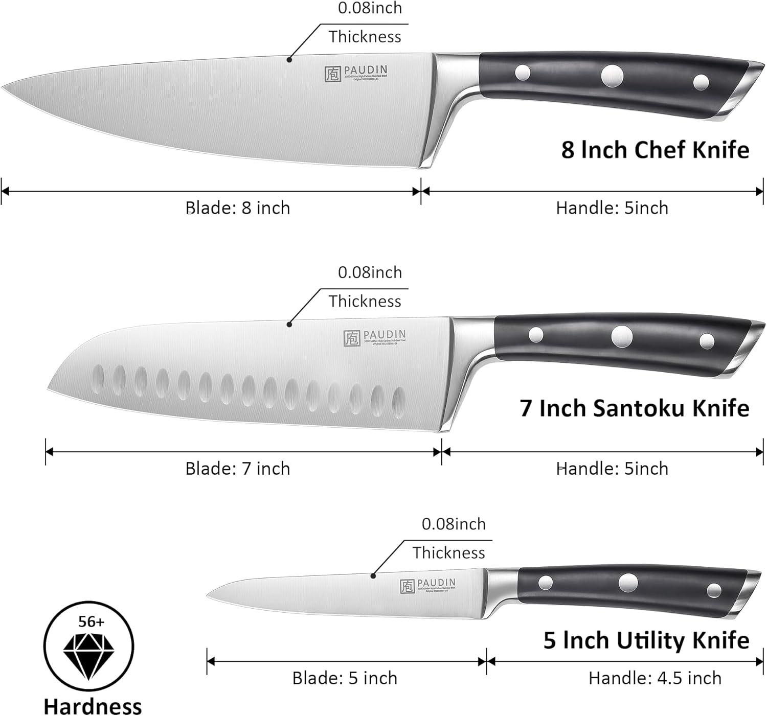 PAUDIN Swiss 3-Piece Chefs Knife Set - Paudin Store