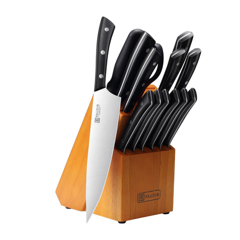 PAUDIN Kitchen Knife Set, 7 Piece Chef Knife Set, High Carbon Stainless Steel Kitchen Knives, Ultra Sharp Knives Set for Kitchen, Precise Cutting, Durable with Ergonomic Handle, Black