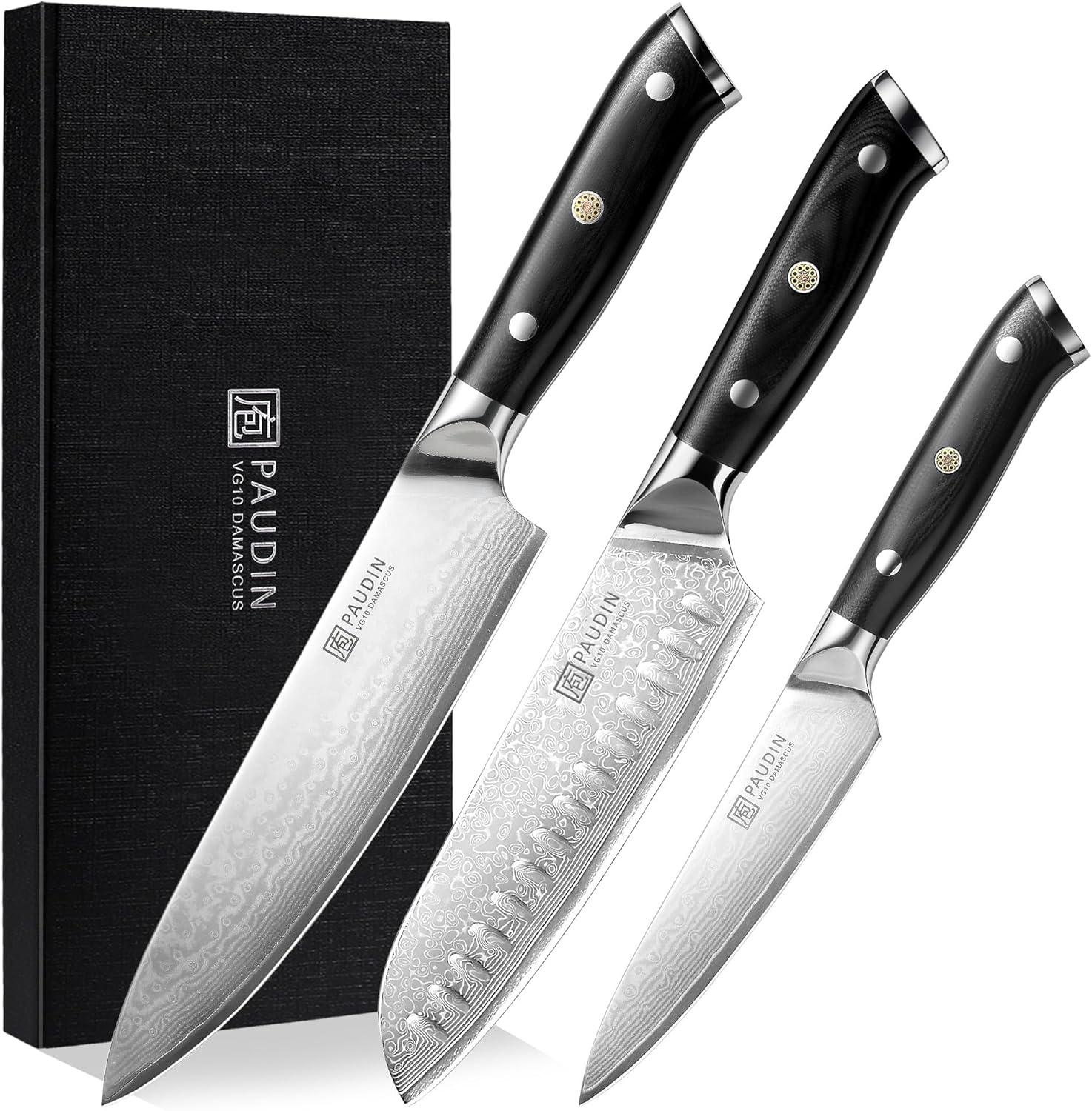 Cloud Premium Damascus Knife Set 3PC - Paudin Store