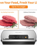 PICKWILL Effortless Vacuum Sealer 80Kpa Powerful Compression for Freshness with Starter Bags & Roll - Paudin Store