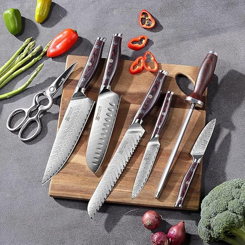 Plume Luxe 8-PC Damascus Knife Set