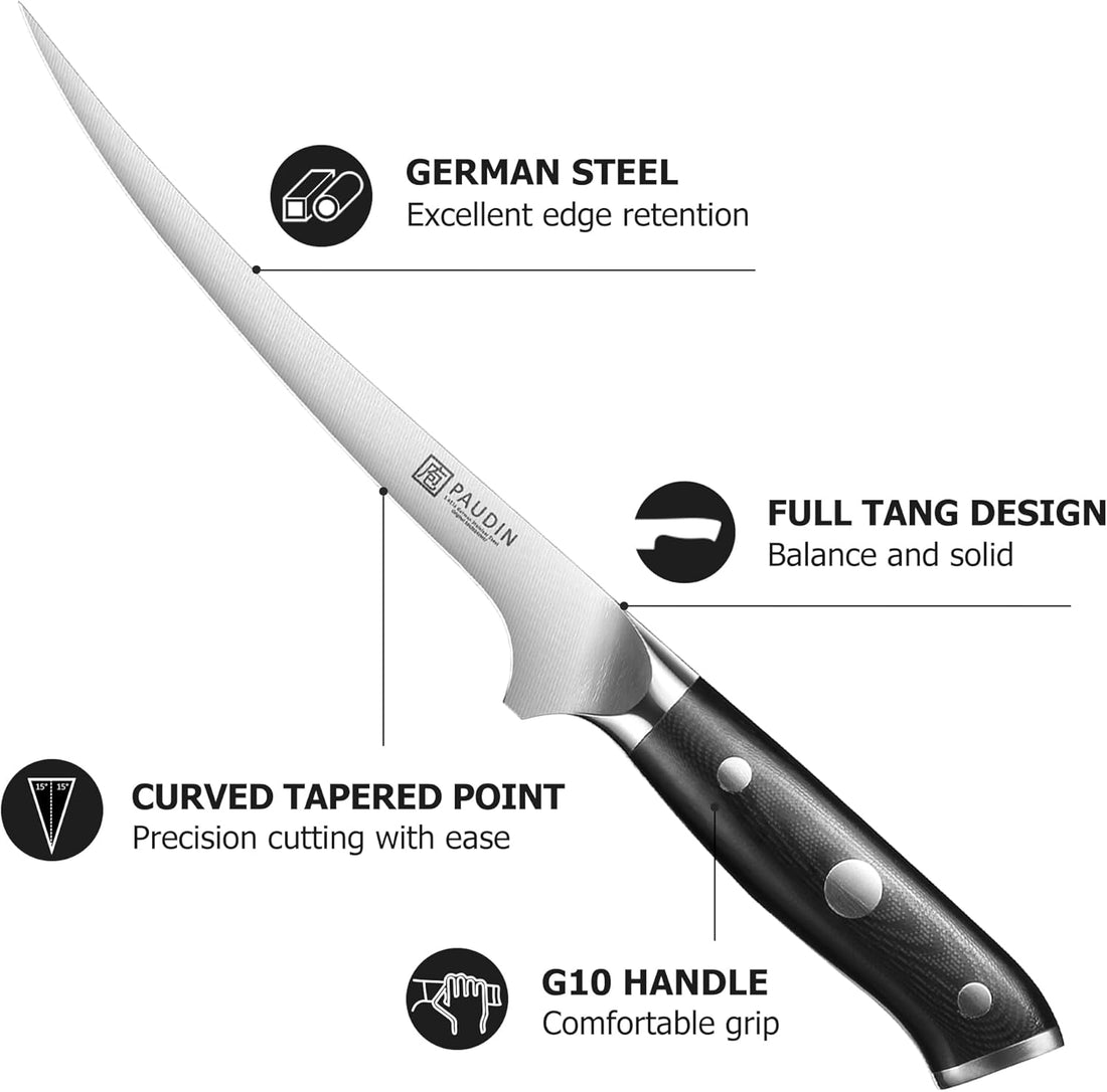 Ultra Dark Fillet Knife 7" Boning Knife Dishwasher Safe