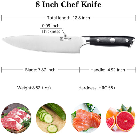 Ultra-Dark 8" Chef's Knife - Paudin Store