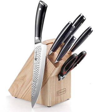 Hammered Premium 7-PC Knife Block Set - Paudin Store