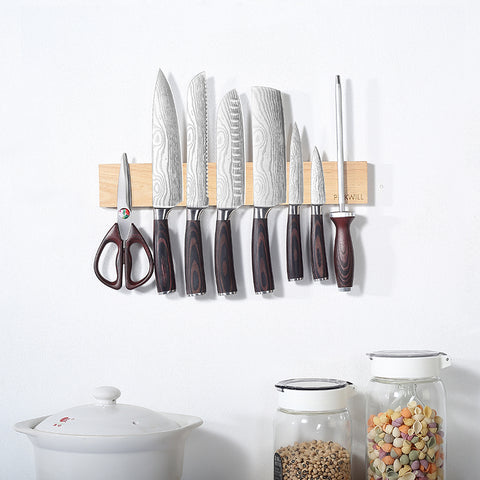 PICKWILL 16-Zoll magnetische Messerleiste aus Holz – sichere Wandhalterung für Küchenmesser und Werkzeuge 