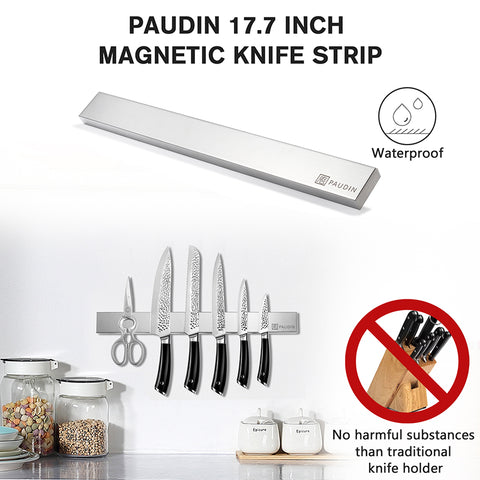 PAUDIN Magnetische Messerleiste aus 17,7 Edelstahl – vielseitiger Küchenutensilien- und Werkzeughalter 