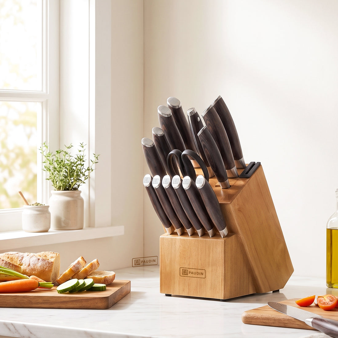 PAUDIN KT1 17 PCS Kitchen Knife Set Chef Knife Set