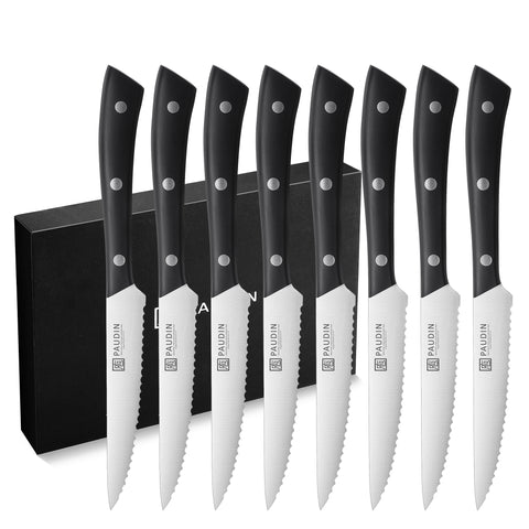 Paudin S6 8-PC, Full Tang 4.5" Steak Knife Set