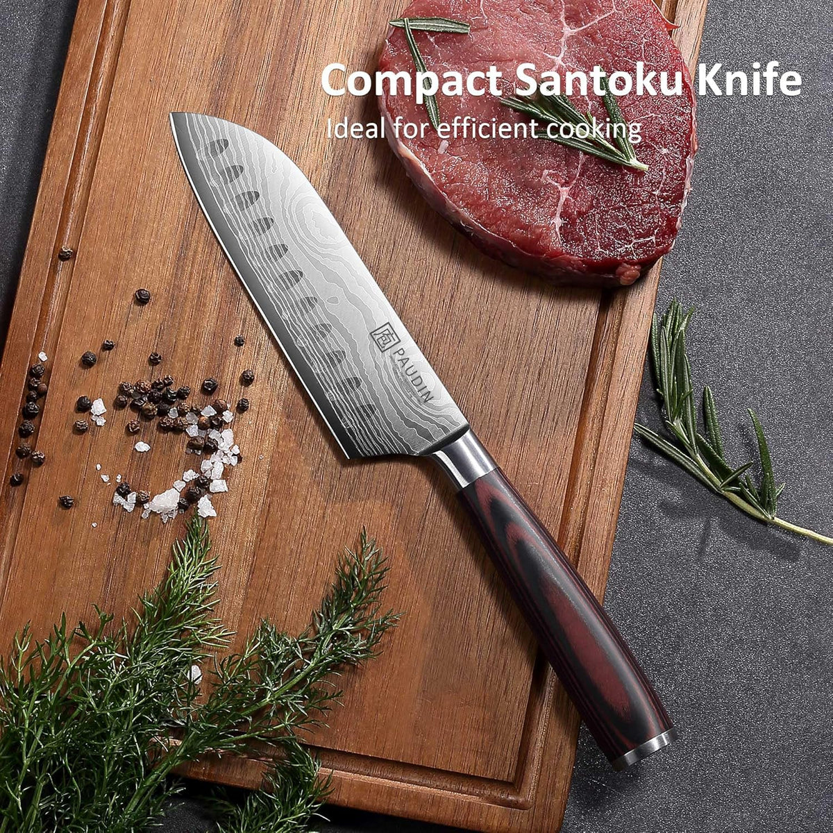 Ultrasharp Kitchen PAUDIN 5” Santoku Knife - Japanese Chef Knife, Ultra Sharp Kitchen Bla ...
