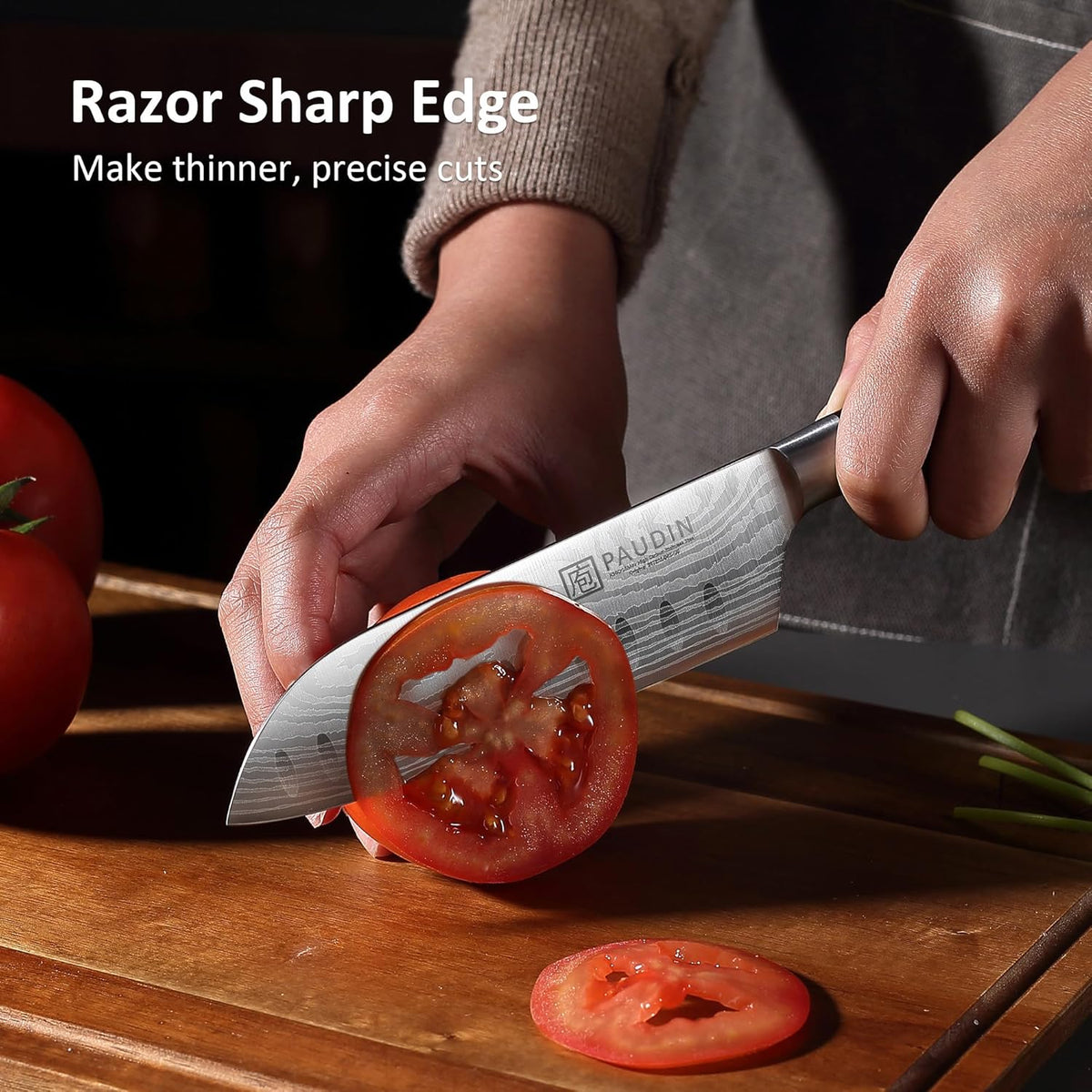 Ultrasharp Kitchen PAUDIN 5” Santoku Knife - Japanese Chef Knife, Ultra Sharp Kitchen Bla ...