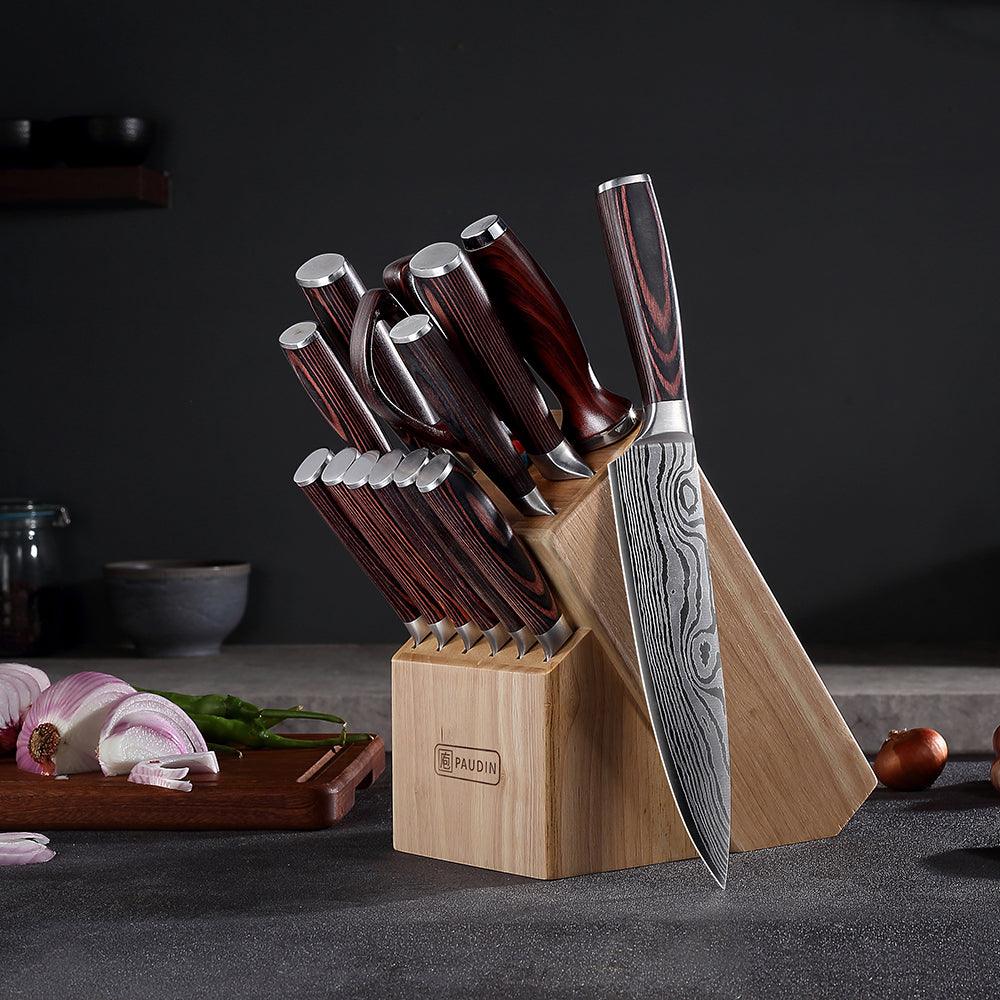 Paudin HT1 Hammered Pattern Premium 7 PCS Block Knife Set – Paudin