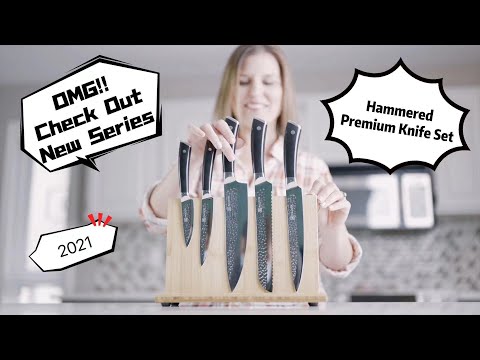 Paudin HT1 Hammered Pattern Premium 7 PCS Block Knife Set – Paudin
